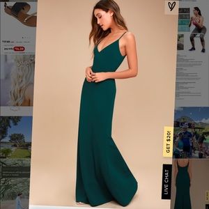Lulus INFINITE GLORY FOREST GREEN MAXI DRESS